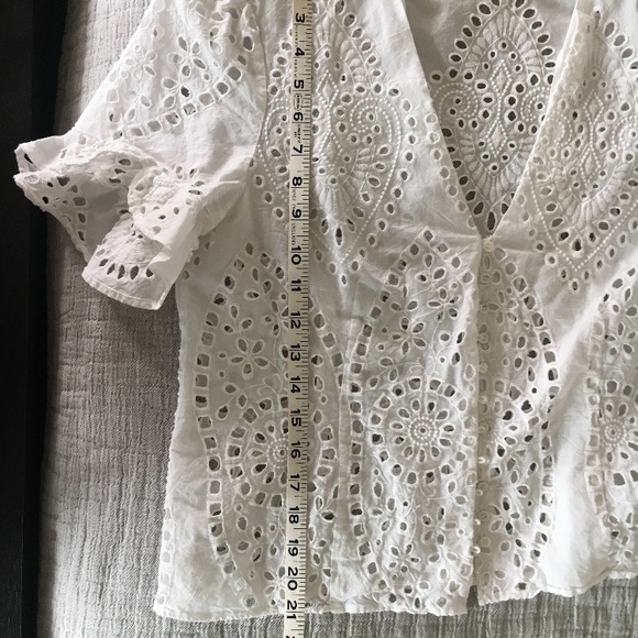 Zara White Eyelet Blouse | Size XL - Picture 8 of 9